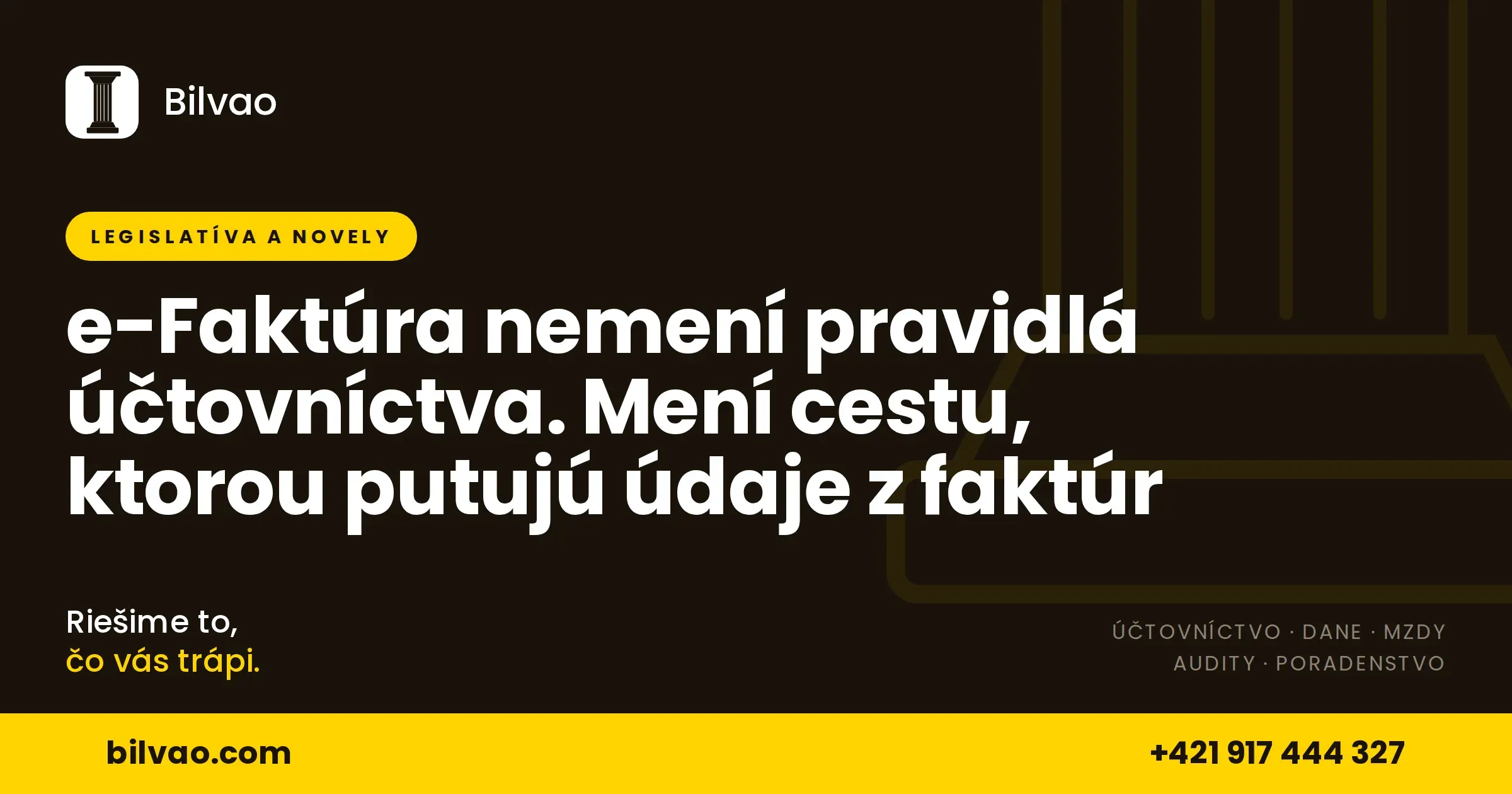 Značková grafika BILVAO s nadpisom článku o elektronickej fakturácii